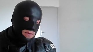 biker total leather mask rubber smoke cigare